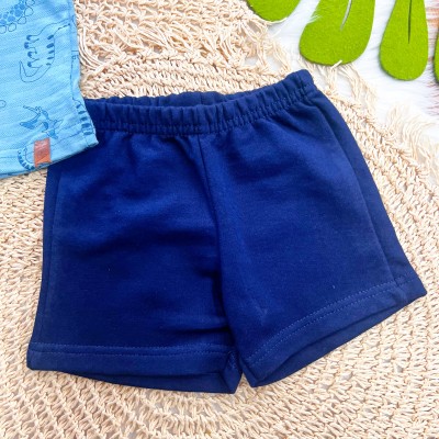 Conj. Camiseta Dinos e Bermuda - Azul Jeans e Marinho